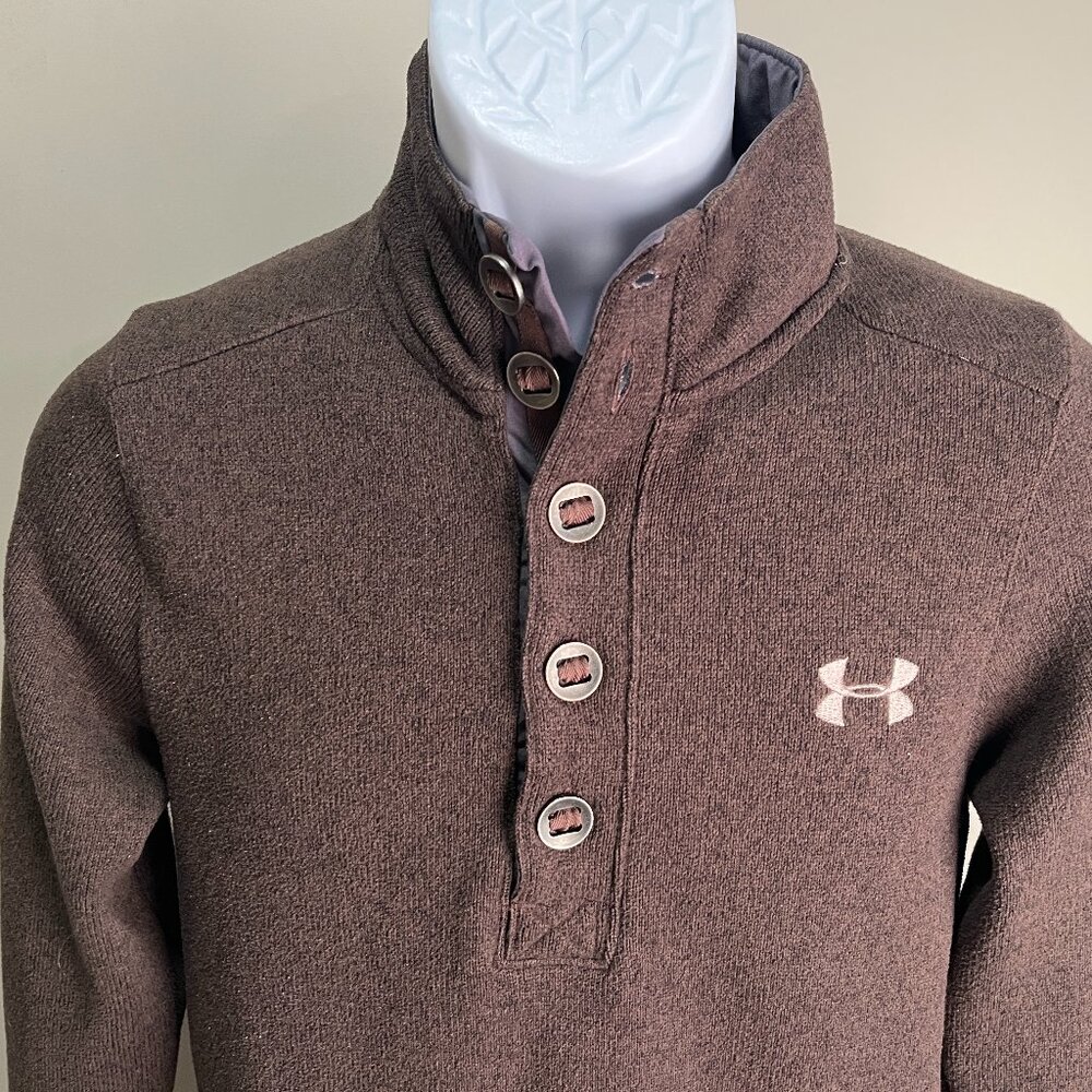 🏃‍♂️ Under Armour Men’s Brown ColdGear Henley Long Sleeve Pullover Jacket S 🧥